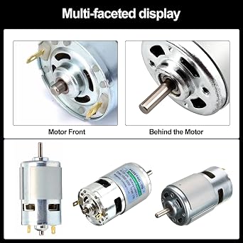 DC 775 Motor 12V/24V Motor High Torque DC Max 20000 RPM Double Ball Bearing High Torque Power Wheels Motor Upgrade DC Motor for DIY Hand Drill Chainsaw ((Round Shaft Motors))