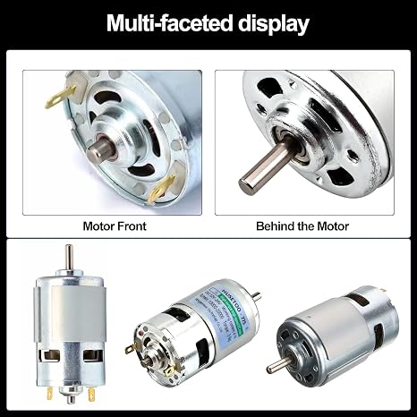 DC 775 Motor 12V/24V Motor High Torque DC Max 20000 RPM Double Ball Bearing High Torque Power Wheels Motor Upgrade DC Motor for DIY Hand Drill Chainsaw ((Round Shaft Motors))