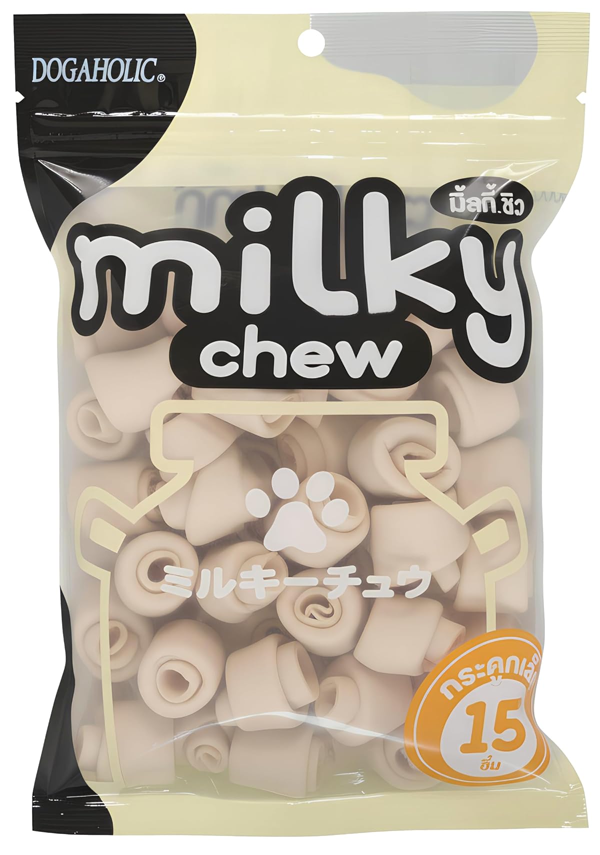 Dogaholic Milky Chew Knotted Bone Dog Treats | 15 Long-Lasting Milk-Flavoured