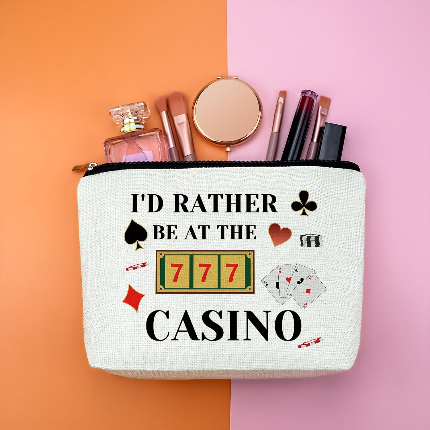 Gambler Gift Casino Gifts for Women Makeup Bag Slot Machine Lover Gifts Cosmetic Bag Casino Lover Gifts Christmas Birthday Gift for Gambler Friends Casino Gambling Zipper Pouch Travel Toiletry Bag image 4