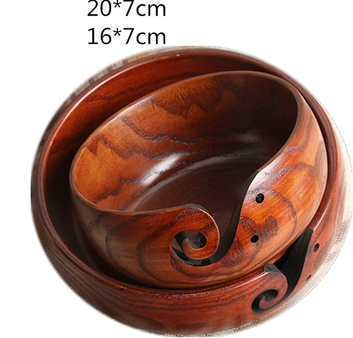 Joyeee Wooden Yarn Bowl Largest, 1 PCS Premium Knitting Storage Accessories & Supplies, Yarn Holder for Knitting and Crochet Yarn Winder, Handcrafted Yarn Ball Bowl Brown Box #04