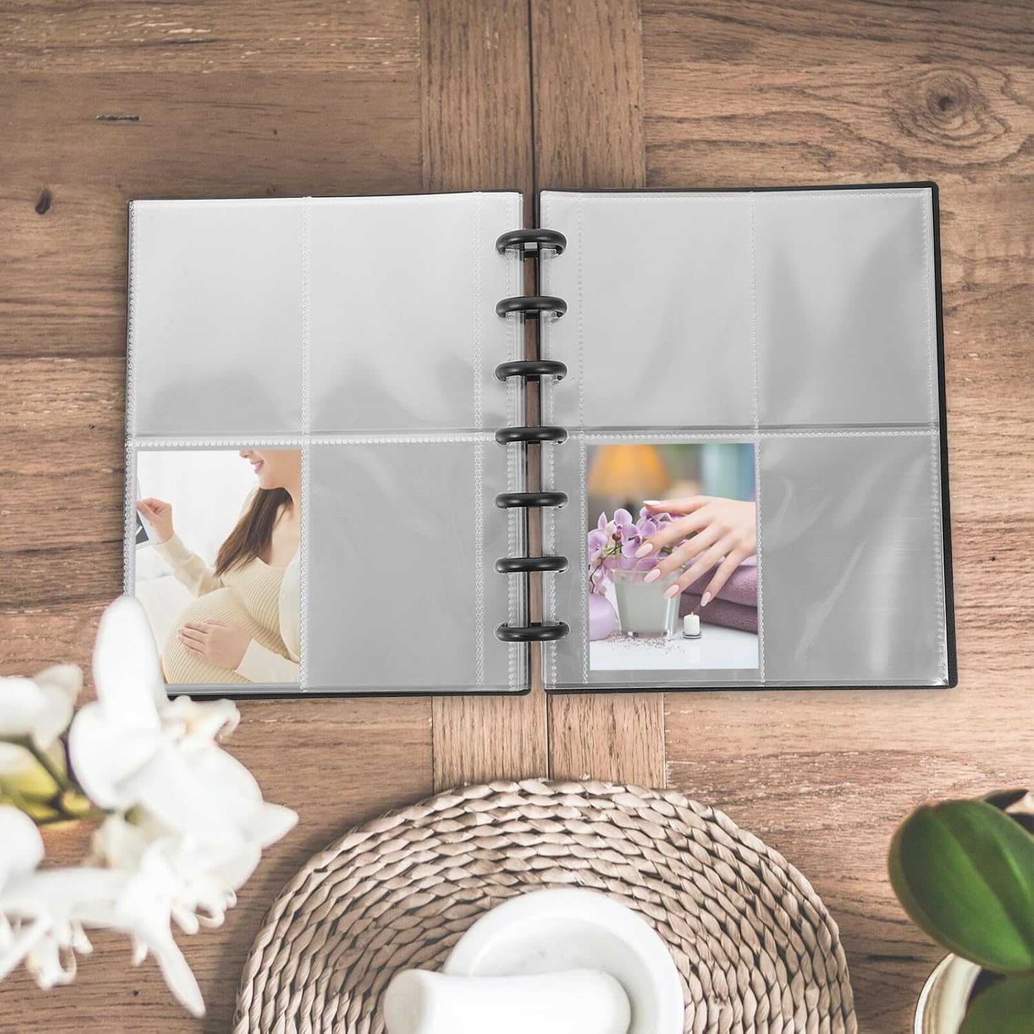 Black PP Mini Photo Album Book for Instant Photos and Receipts