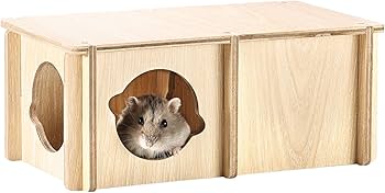 Amazon | BUCATSTATE ハムスター ハウス 木製 隠れ家 新版 2室 ウッド