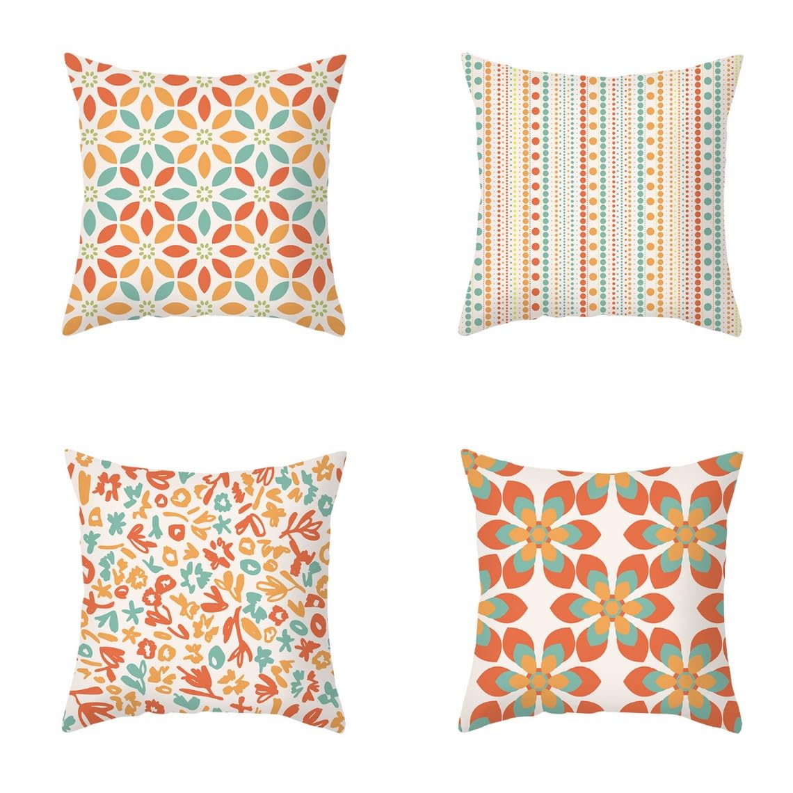 Chenlane Silk Pillow Cover Natural Cushion Outdoor Floral Geometry, Covers Queen Size Bright Smooth Thickened 50x50 cm, 4Pcs