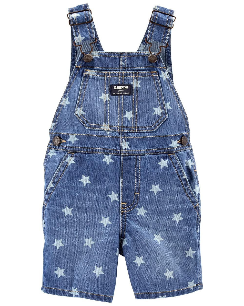 OshKosh B'GoshOshkosh B'gosh Baby & Toddler Starry Denim Shortalls with Adjustable Shoulder Straps with Pockets, Blue (Size 3 Month-5T)