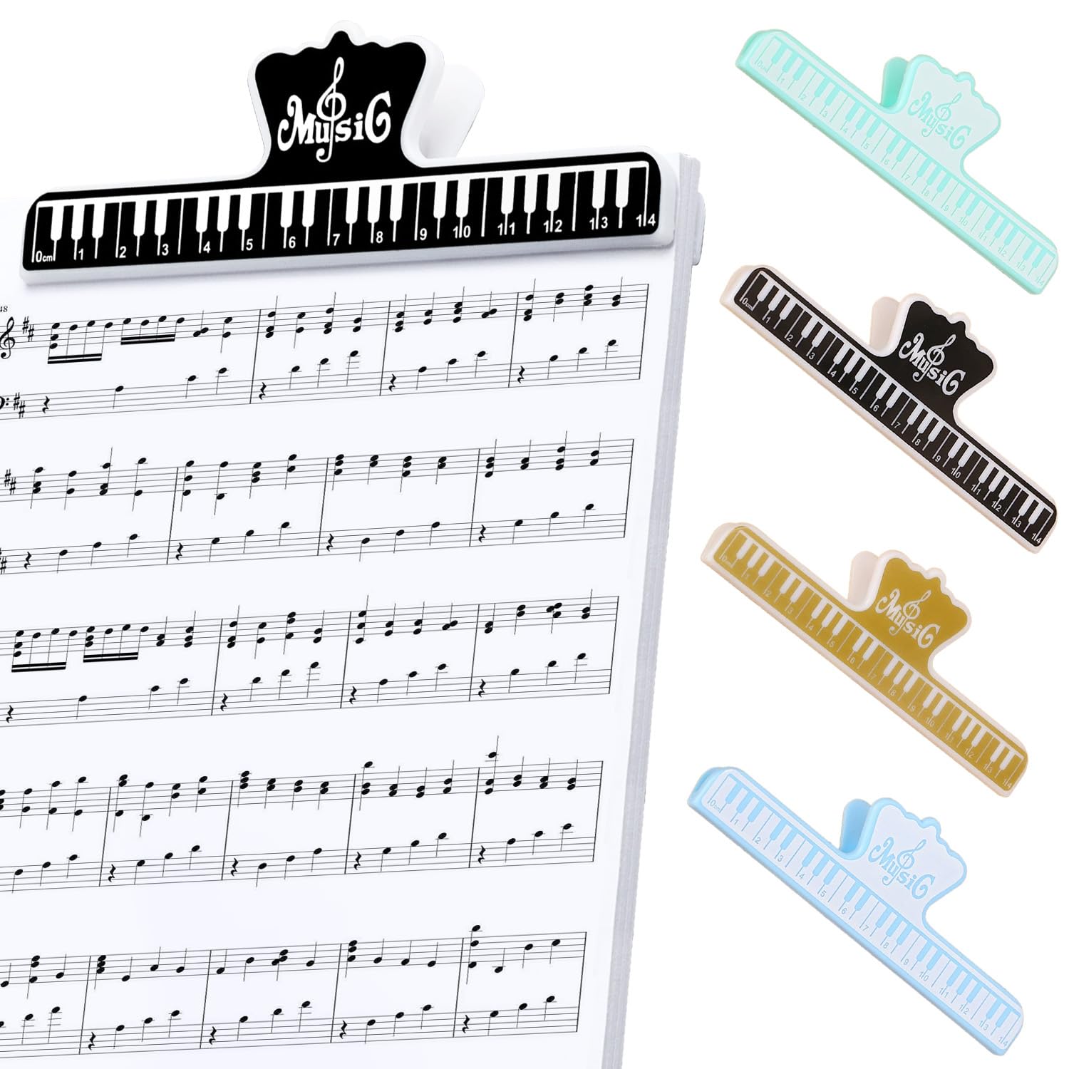 Amazon | 楽譜 クリップ 譜面おさえ 4個セット 4色 軽量 頑丈 多用途