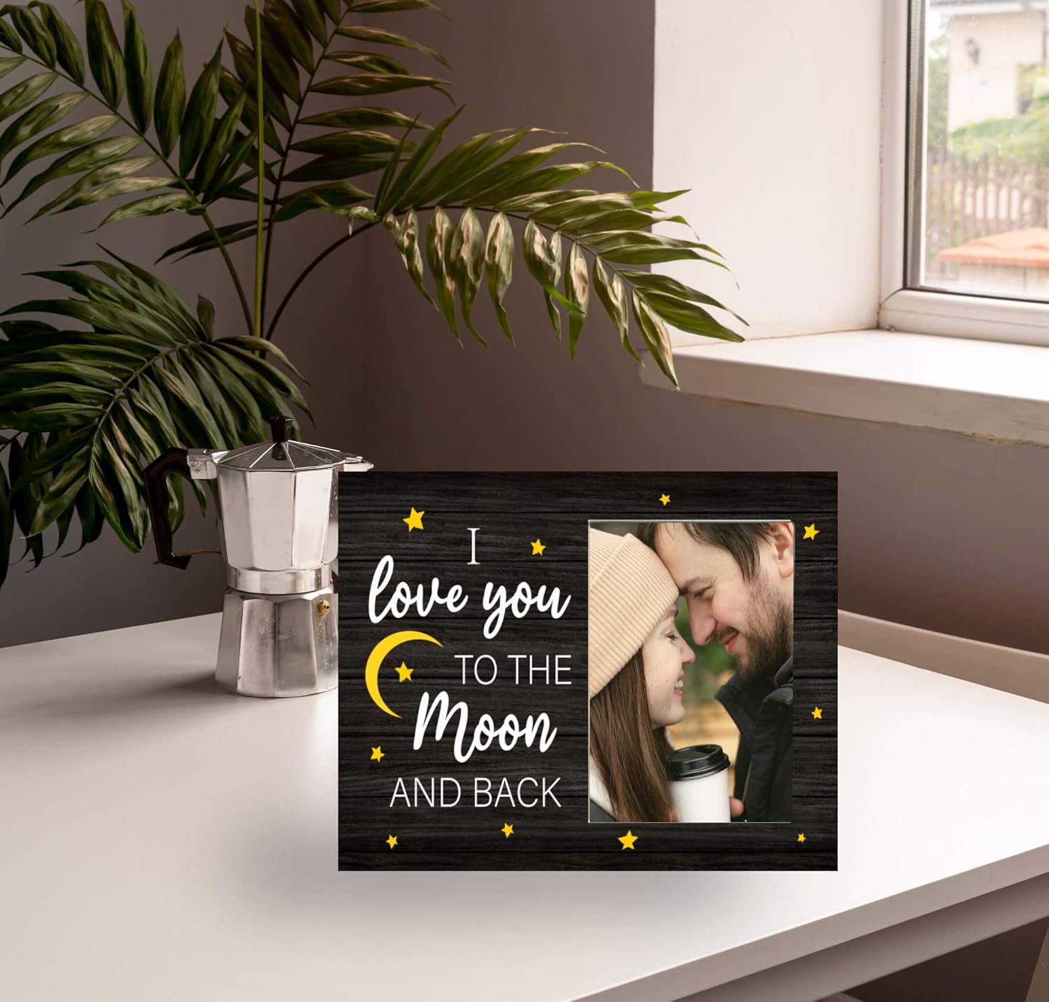 I Love You to the Moon and Back Picture Frame for Couple, Love Photo Frame Gift for Him Her, Wedding Gift for Husband Wife, 4x6 inch Photo - Image 6