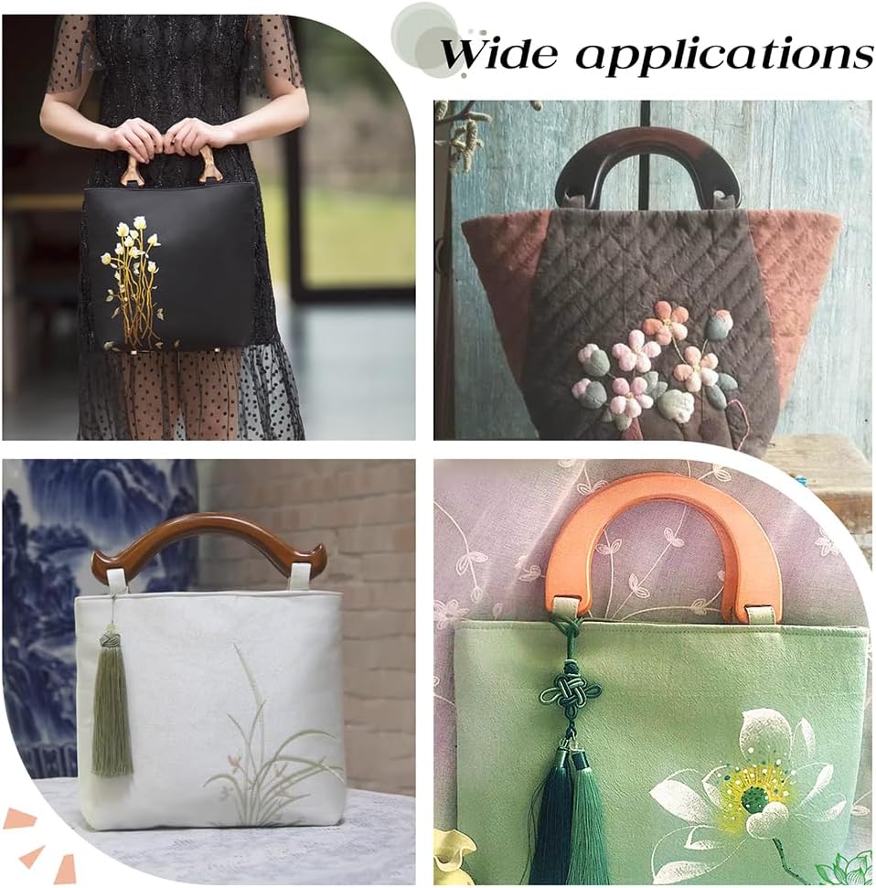 PH PandaHall 6 Pack Wooden Purse Handle U-Shaped Handles Replacement 3 Color Crocheted Handbags Handles for Handmade Beach Bag Handbags Straw Bag Purse Crocheted Handbags - Image 7