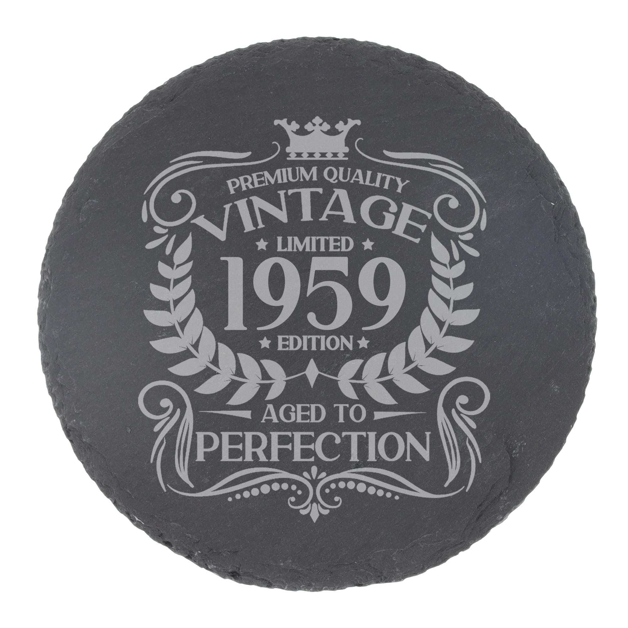 80th Birthday Gift for Men Vintage 1946 Aged to Perfection Engraved Slate Coaster Present for 80 Year Old Etched Natural Slate Placemat (Round Slate) — view 109