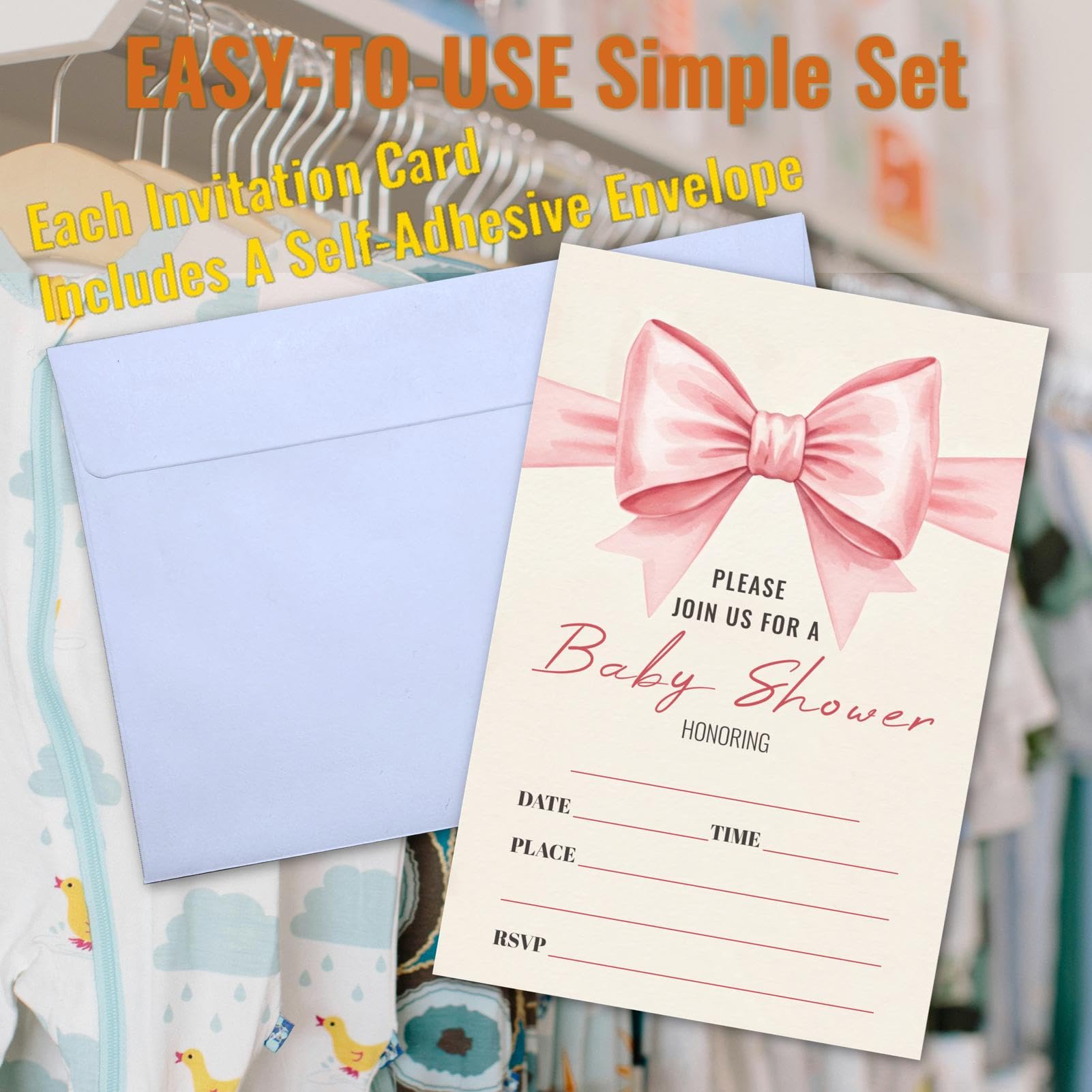 Różowy łuk Baby Shower Party zaproszenia kartka zestaw papieru z kopertami dla dziewczynki chłopca 25 szt. 10 x 15 cm słodkie ciepło