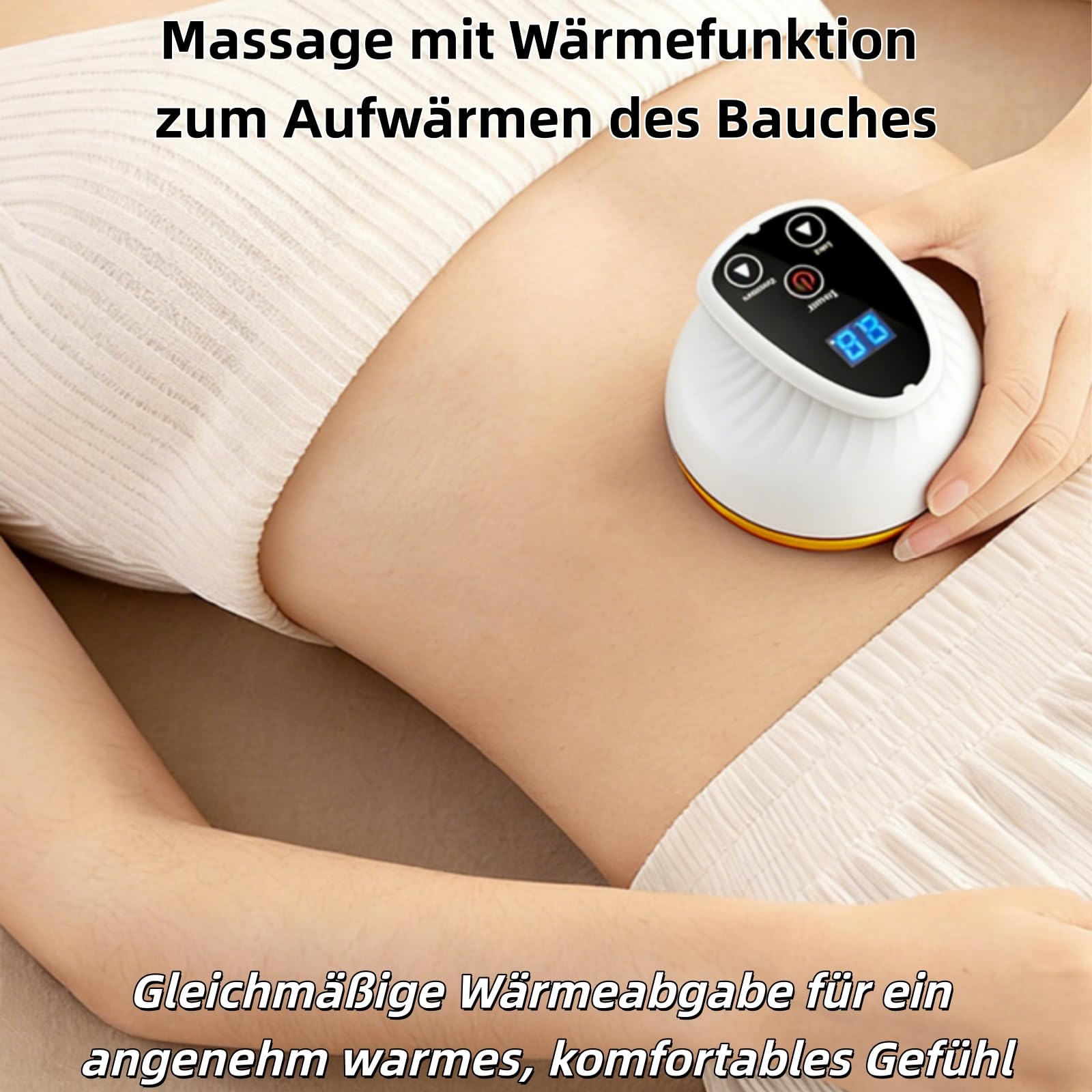 Vacuvia Cellulite Massager 4-in-1 Anti-Cellulite Device for Body Tightening, Lymphatic Drainage & Blood Circulation mit Wärmefunktion und Vakuummassage, kabellos und aufladbar (Gold)