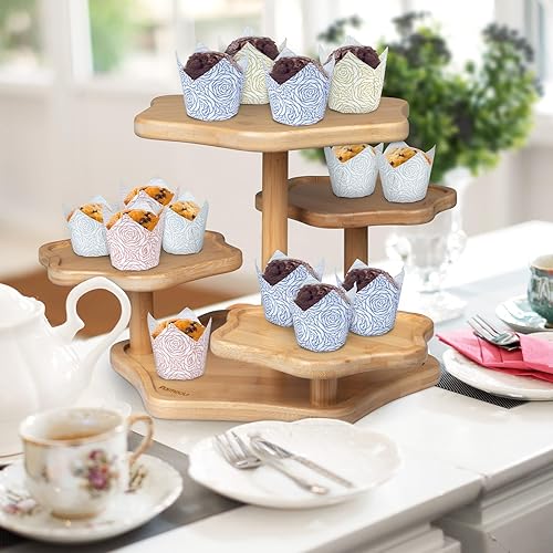 Miniatura 6 de Parmedu 160 revestimientos de papel de tulipán para magdalenas y muffins, resistentes al aceite, tamaño estándar, 4 colores, patrón de rosas, para