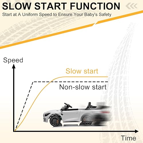 Miniatura 6 de Winado Vehículo eléctrico de 12 V, con licencia Mercedes Benz AMG GTR a batería, con control remoto para padres, asiento más ancho, luces LED,