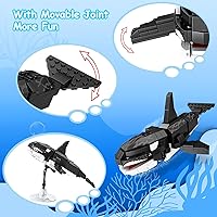 Vista 3 de KAZI Orca Toys Bloques de construcción, juegos de juguetes de construcción de criaturas marinas profundas, juguetes de animales del océano