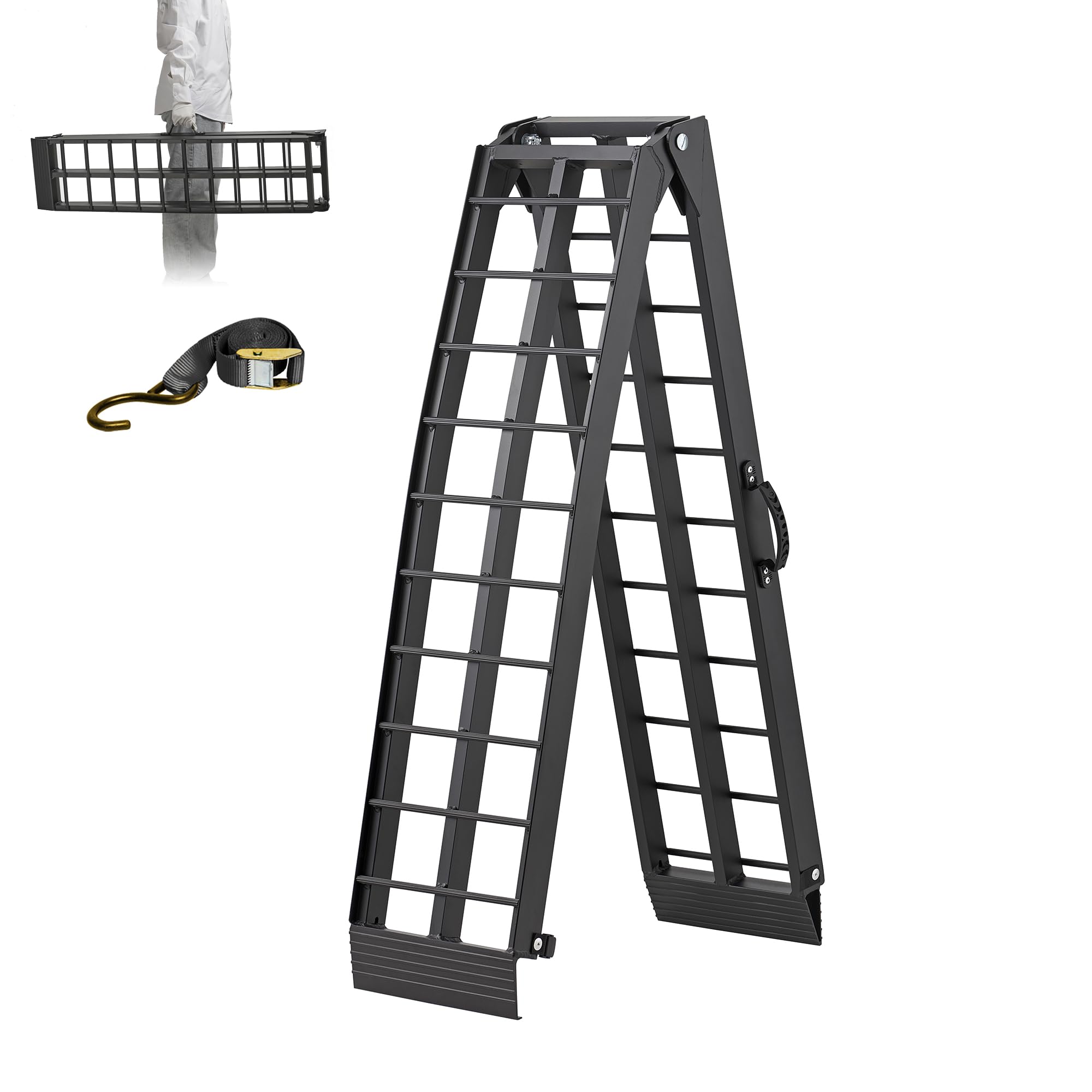 LEMNISCATE Motorcycle Ramp, Aluminum Loading Ramps for Pickup Trucks, 7.5FT Folding Bike Ramp with Handle & Buckle, for Bicycles, Lawn Mowers, UTV,