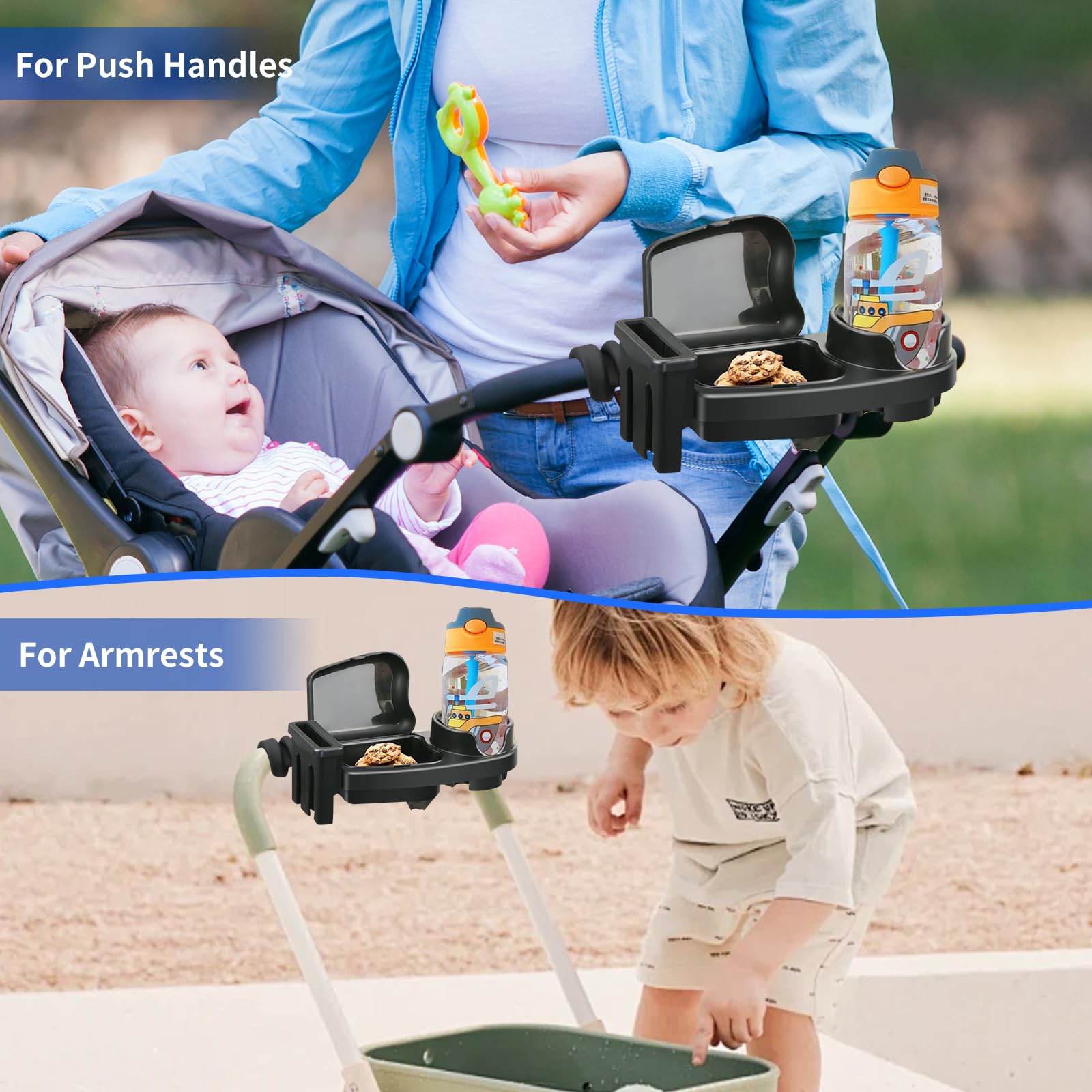 auvstar Universal Bandeja De Bocadillos Cochecito,3en1 Bandeja Universal Para Bebé Con Soporte Móvil,Accesorio Desmontable Para Silla De Paseo,Adecuado Para La Mayoría Los Cochecitos Con Reposabrazos