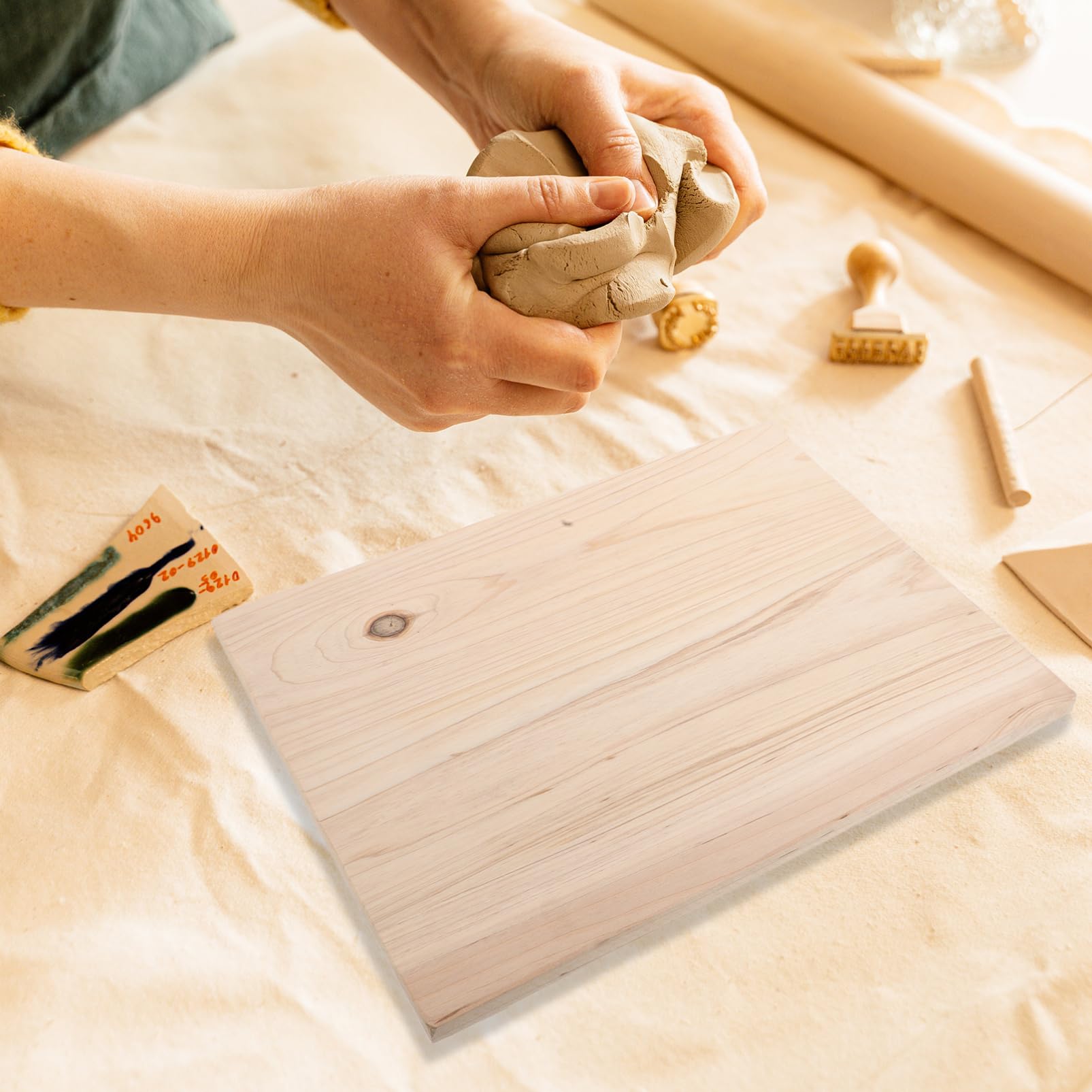 Homoyoyo Planche à Poterie en Bois pour Séchage et Prévention de Déformation la Terre, Outil Essentiel pour Atelier Poterie et Activités Extérieures