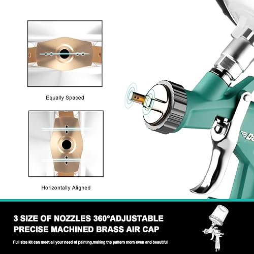Miniatura 3 de Pistola de pintura de aire DOTOOL LVLP con boquillas de 1.31.51.7mm y regulador de aire, pistolas de pintura R500 para automoción, pistola de