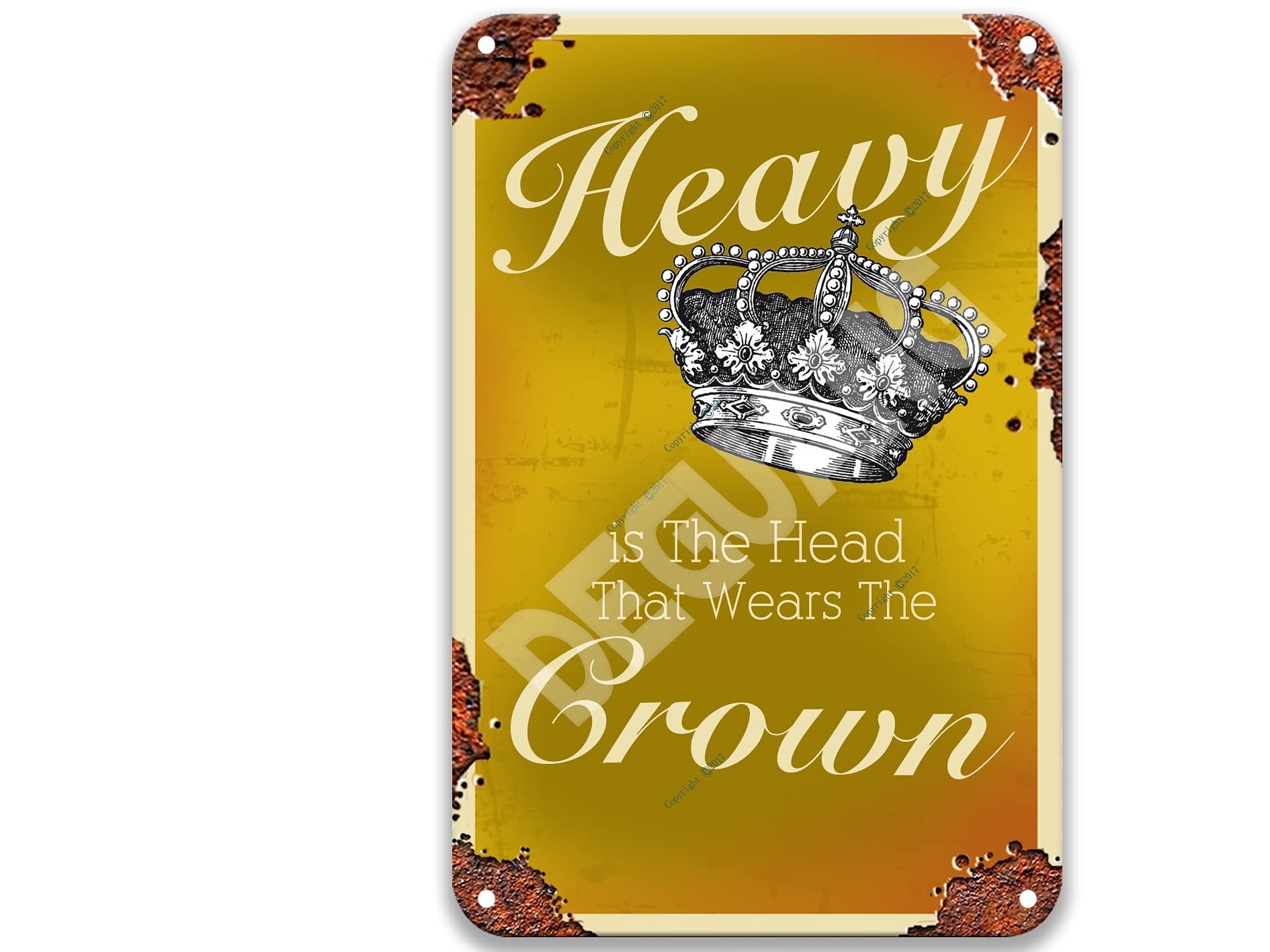 NNHG Heavy is The Head That Wears The Crown Funny Sarcastic for Home Pub Shop Coffee Living Room Art Deco Wall Decor 20X30 cm