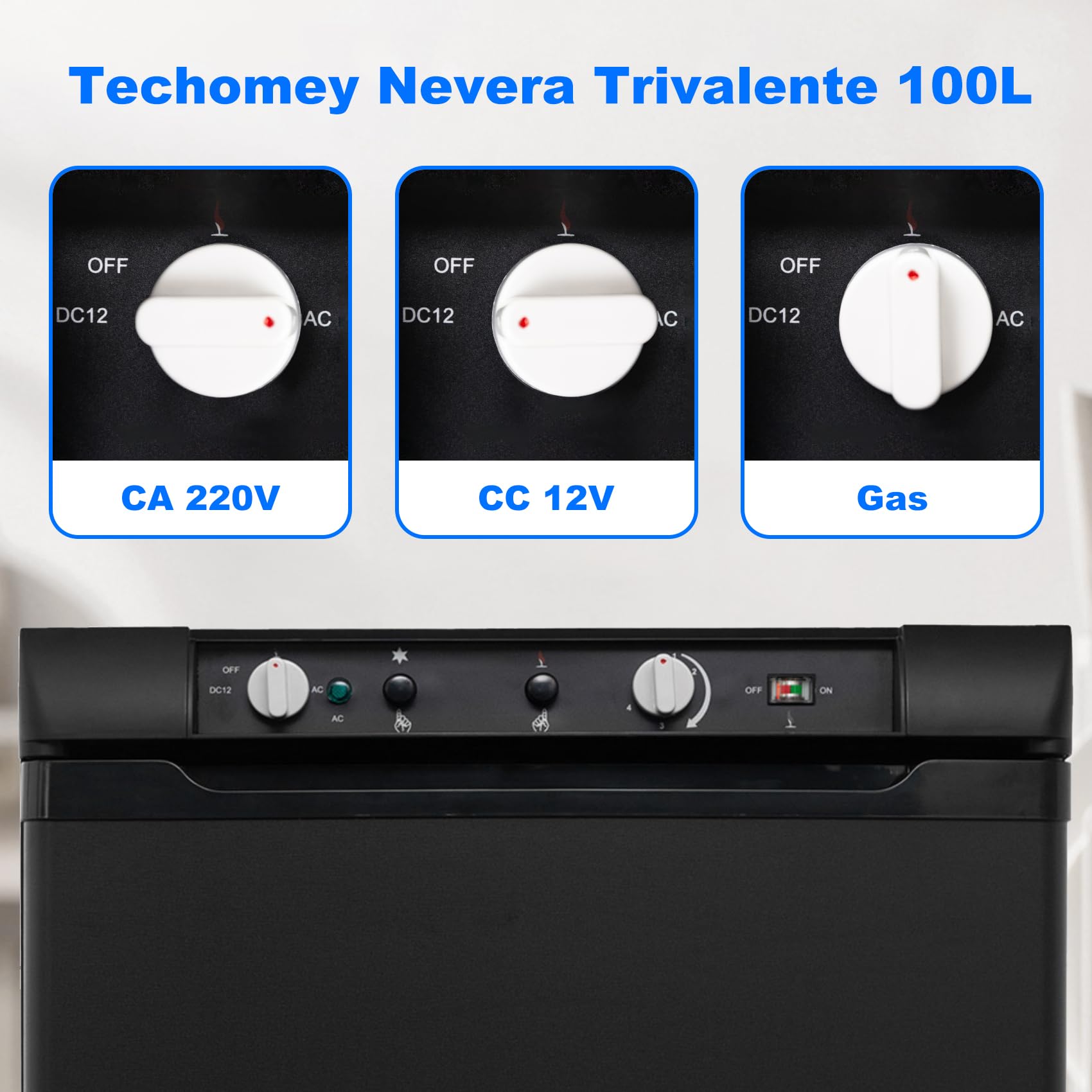 Nevera a Gas Butano con Congelador 100L, Trivalente Camper con Congelador, Nevera a Gas Butano Propone para Furgoneta, Autocaravana