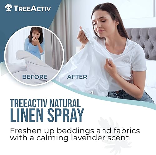 Miniatura 2 de TreeActiv - Espray de lino, lavanda calmante, árbol de té y menta para almohada y ambientador para habitación, cama, tela, lavandería, sábanas y