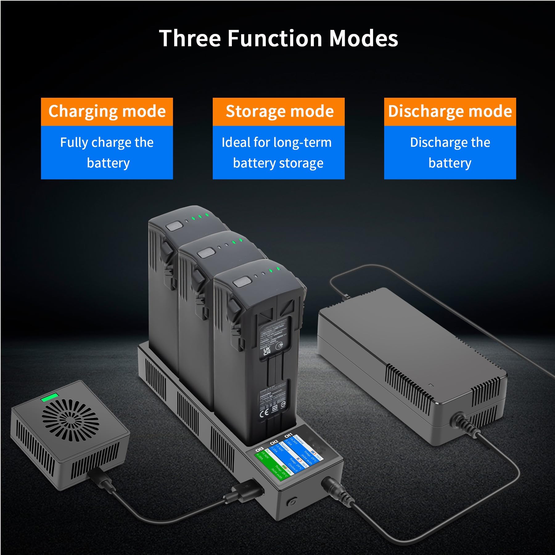 Caricabatteria compatibile per DJI Mavic 3, Hub di ricarica Caricatore USB Caricabatterie per droni Porta adattatori di ricarica Scaricatore Manutentore batteria (batterie non incluse)