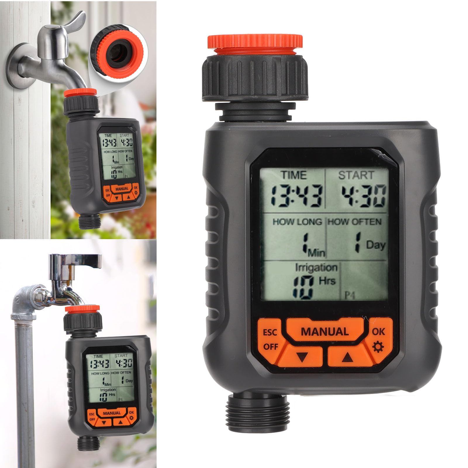 Timer per irrigazione timer irrigatore G3/4 IP65 impermeabile grande schermo LCD controllo digitale dell'irrigazione con adattatore in rame