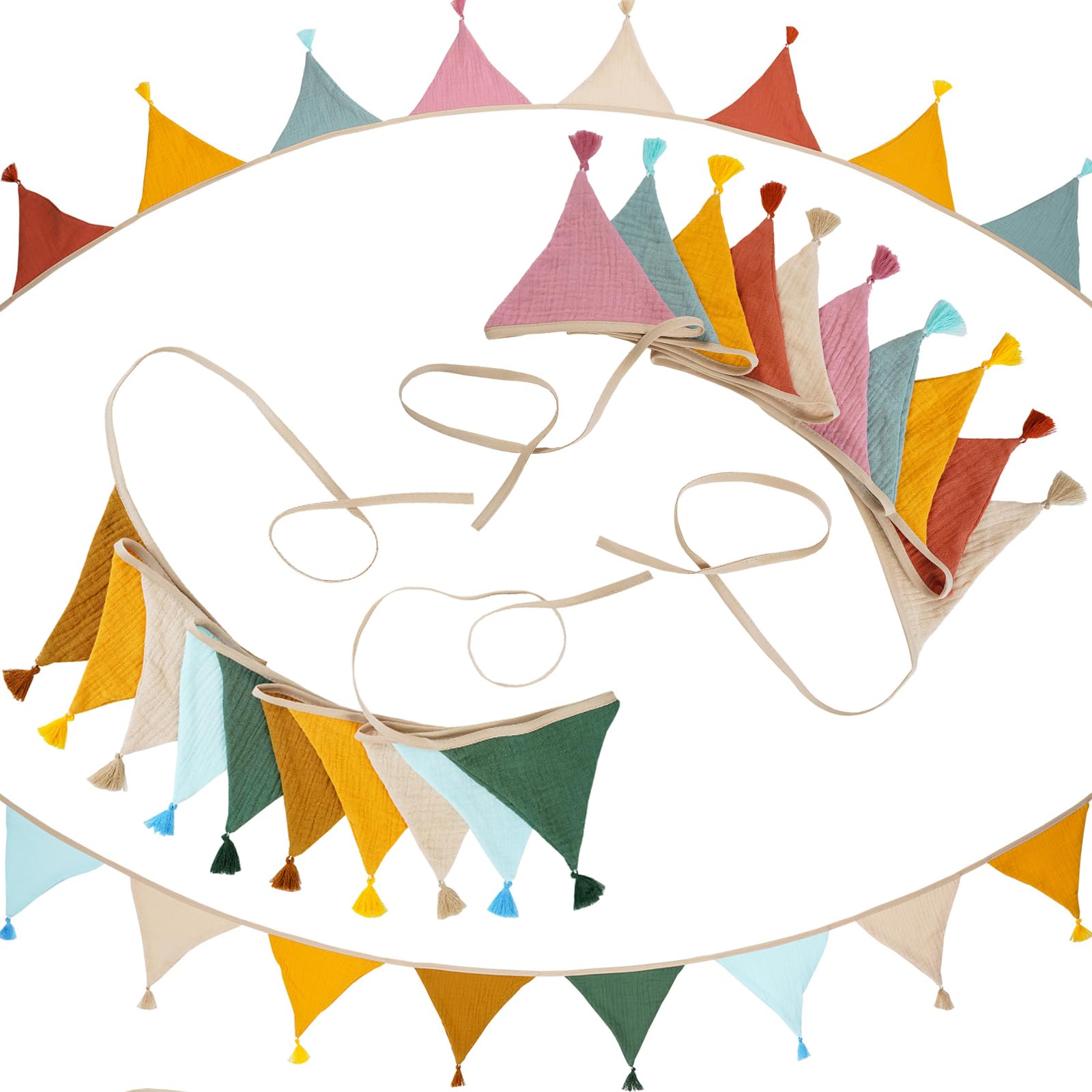 5 Pezzi Multicolori Ghirlanda Banderines Exterior,Triangolari Decorazione per Compleanno,Matrimonio,Iscrizione a Scuola,Cameretta dei Bambini (Colorato