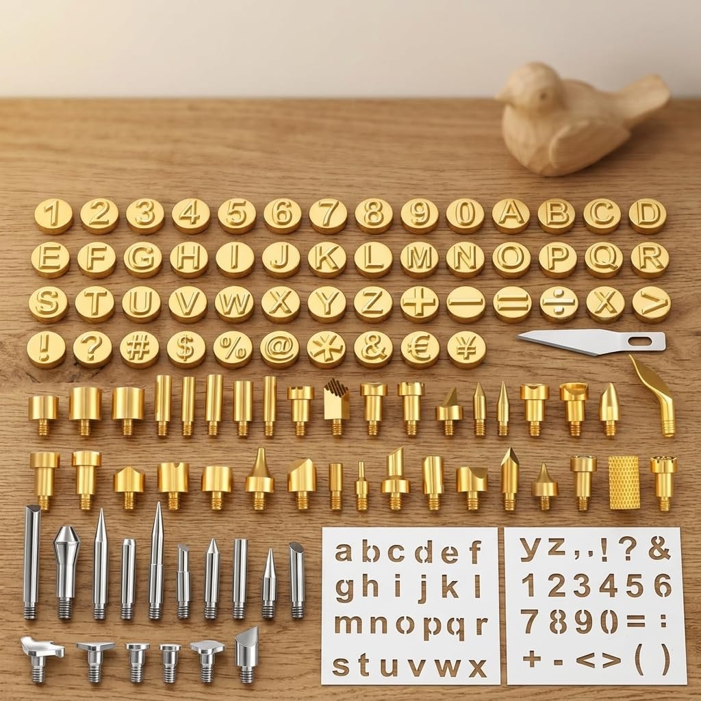 Wood Burning Tip Letters Set 105 Pieces for Embossing and