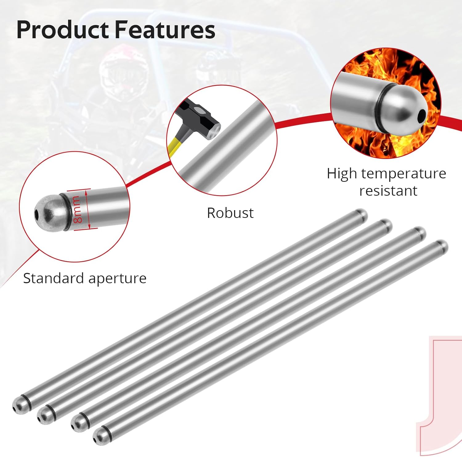 JAVIK 4 Pcs Push Rod for Polaris Ranger 700 800 2005-2017 RZR 800 2009-2014 Sportsman 600 700 800 2002-2014 Frontier 2002-2005