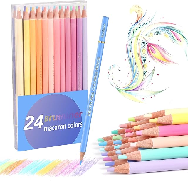 Efimeso Macaron 24 Artist Coloured Pencils, Pastel Pencils Colouring Pencils for Adults Colouring Books (24 Colours)
