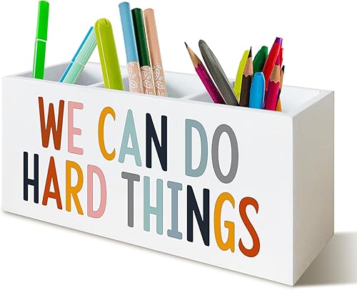 We Can Do Hard Things - Organizador de lápices para aula, escuela, psicólogo, oficina, soporte para bolígrafos, soporte inspirador para terapia del
