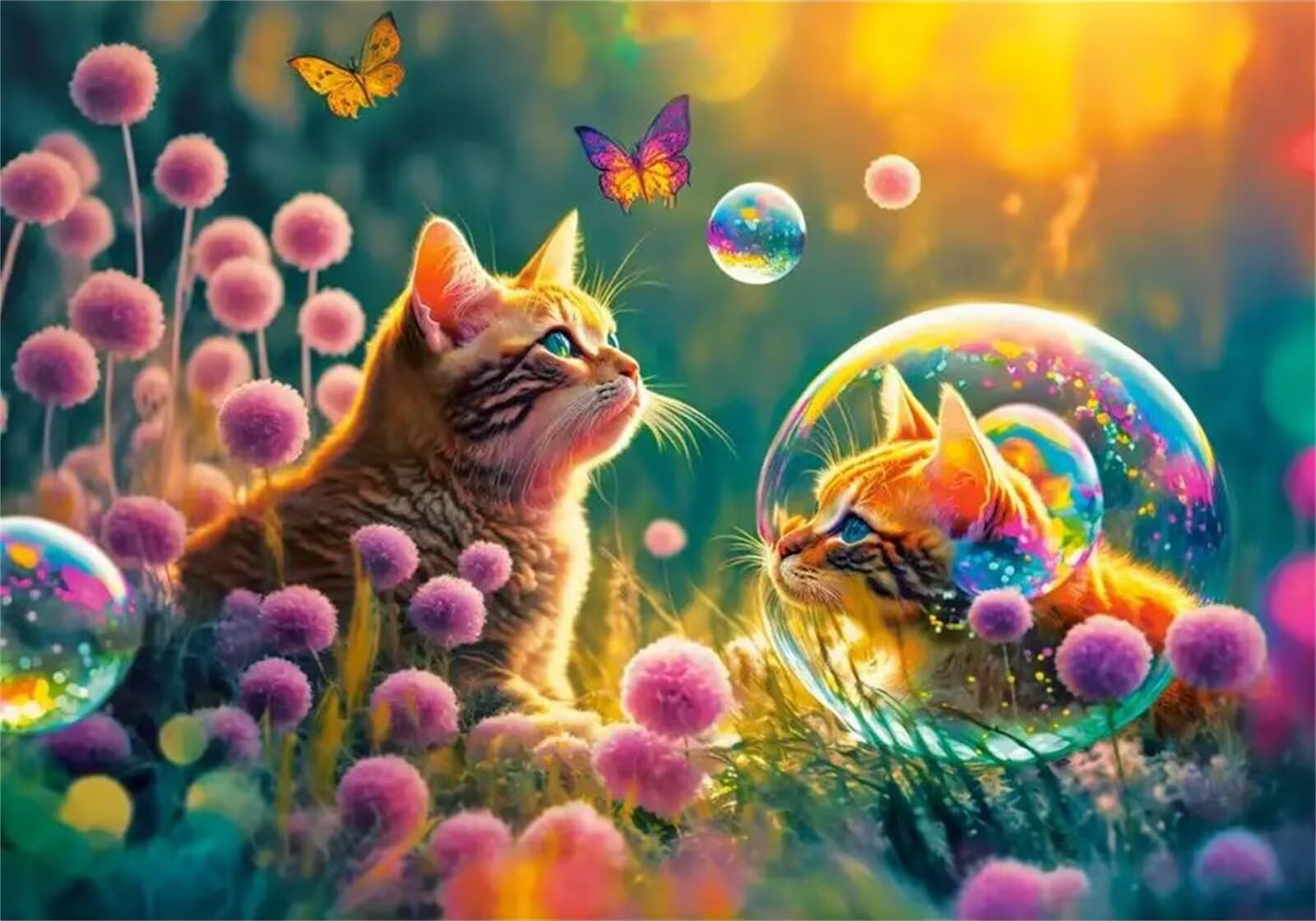 Koty Bubble Flower Puzzle 1000 sztuk,Puzzle DIY Dorosłych,Klasyczna Puzzle Dla Dorosłych Kreatywna Rozrywka, Trudne Gry