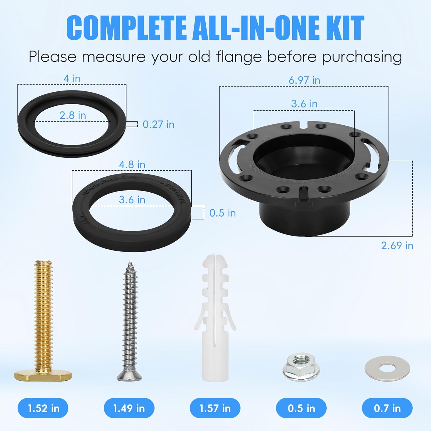 RV Toilet Seal with 3" Socket Floor Flange Kit for Dometic 300/310/320 RV Toilets, Replacement Parts Kit 385345892 Flange, 385311658 Flush Ball Seal and 385311652 Base Seal Gasket, 3 in 1 Repair Kit