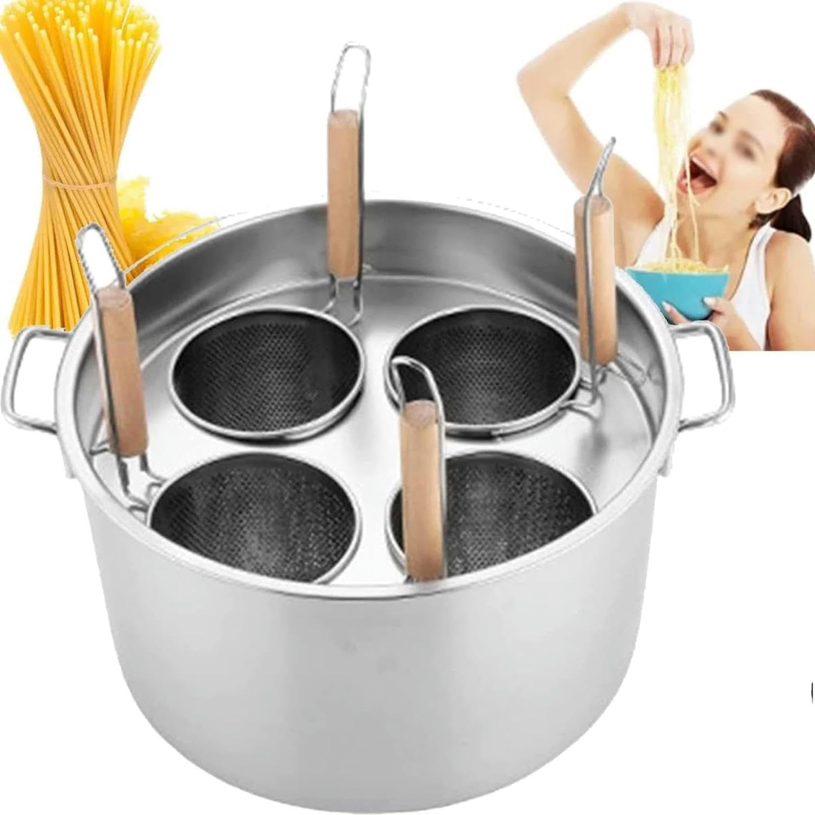 Filtre panier pour cuire et égoutter les spaghettis sans effort dans votre poêle à pâtes