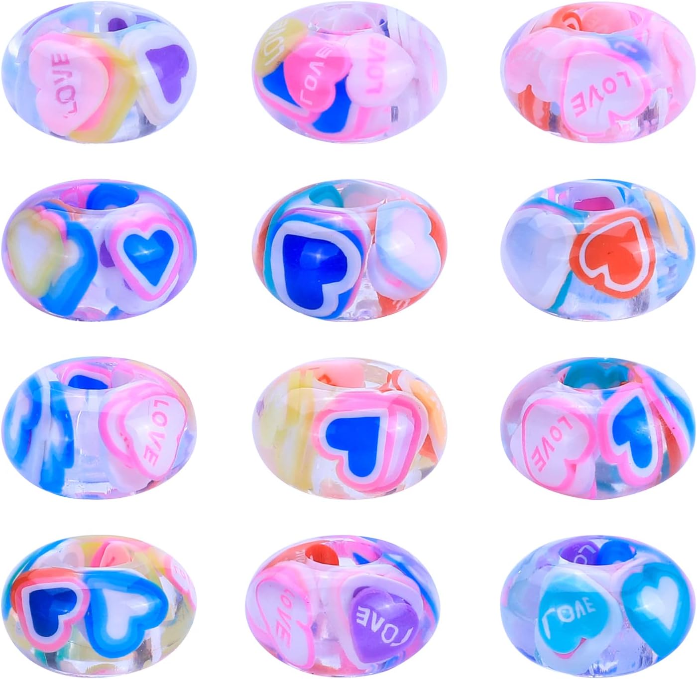 AIPRIDY Girls' Lucky Beads Lover Amber Beads, Big Hole Spacer European Craft for DIY Charms Bracelet Jewelry Making (Love),(AI-Amber) image 4