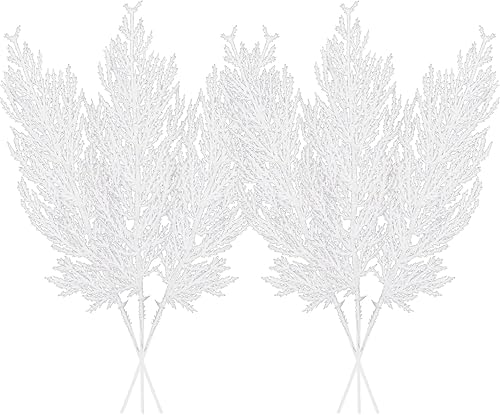 Miniatura 11 de Tallos con Purpurina de Navidad 24 piezas Ramas de Pino Artificial para Adornos de Árbol de Navidad, Rellenos, Corona de Navidad DIY, Manualidades,