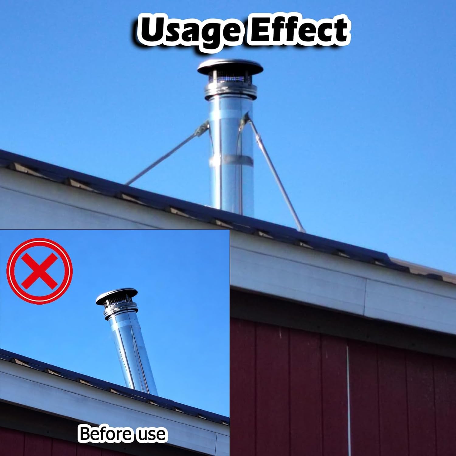 High-Temperature Resistant Chimney Support - Customizable Roof Brace for 14" Stove Pipe with Screws - Durable Stainless Steel Stabilizer for Optimal Performance