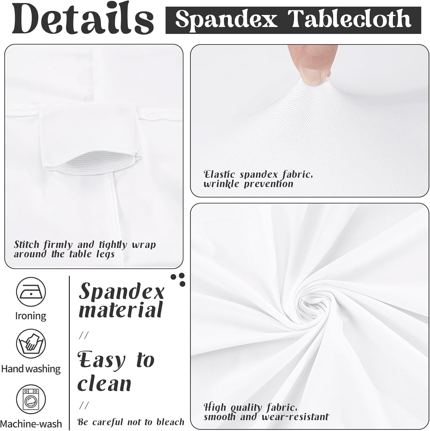 HAISIWLKJ 3 Pack Table Cloth 8ft White Tablecloths for Rectangle Folding Table Spandex Fitted Stretch Cover Wrinkle Resistant Washable Protector for Party, Wedding, Banquet, Festival.