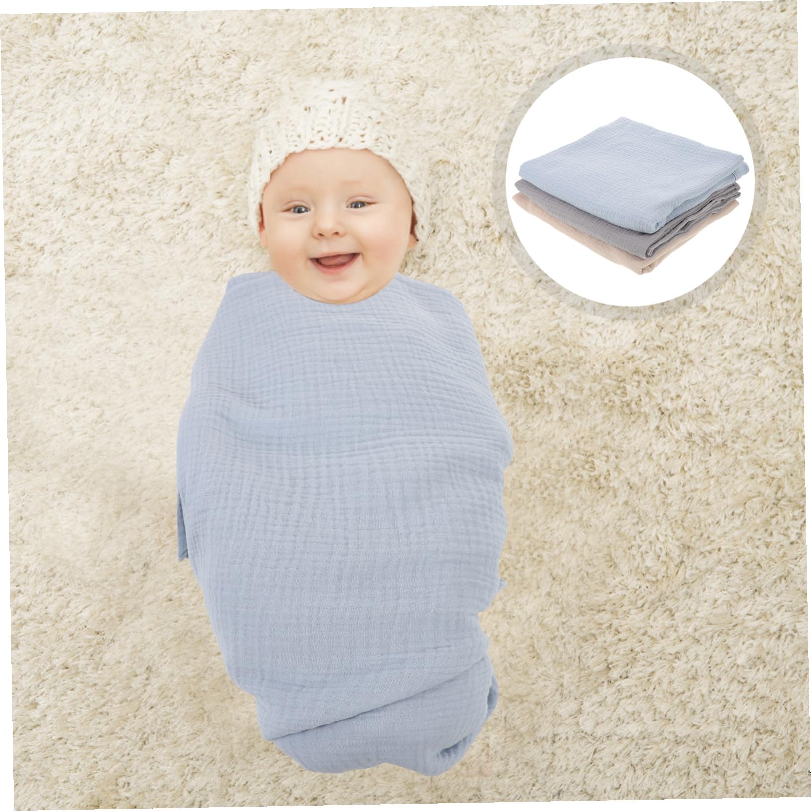 3 Stück Teiliges Swaddle Musselin Wickeltücher für Neugeborene Atmungsaktive Weiche Baumwoll-wickeldecken Unisex Neugeborenen Decken für Sicheren Schlaf