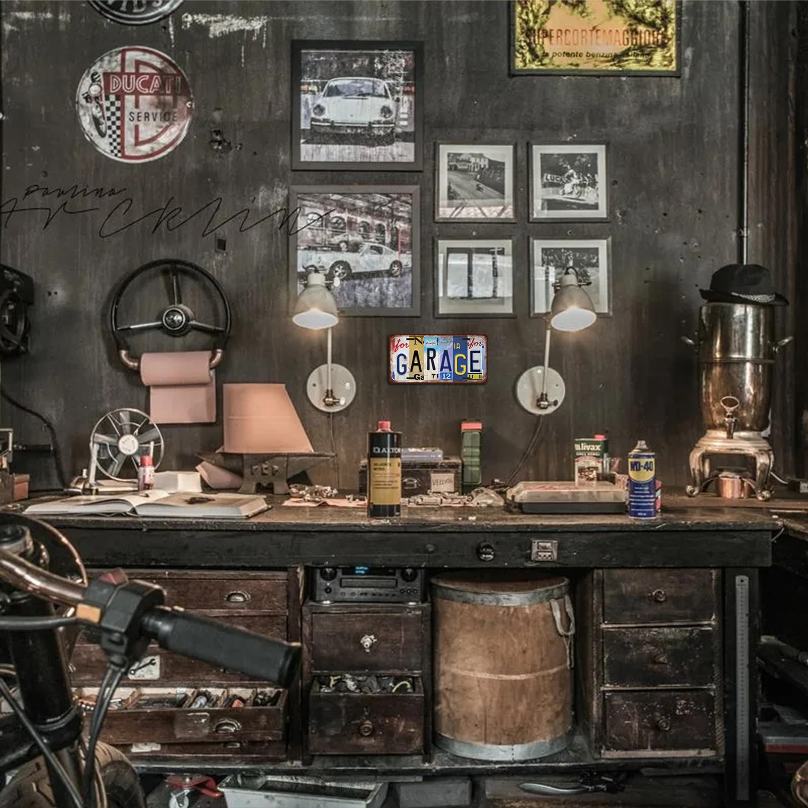 Targa in metallo vintage, decorazione artistica da parete in