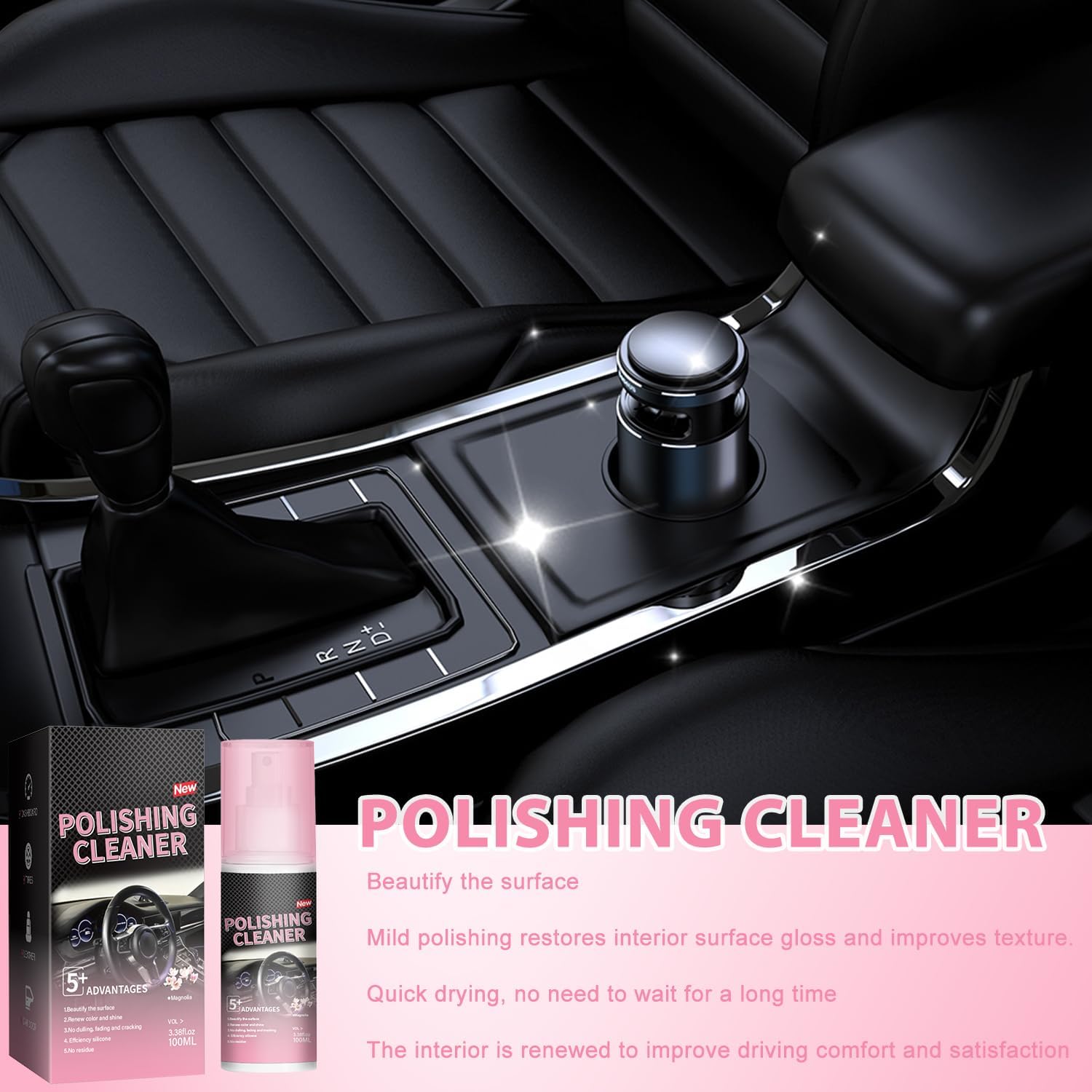 Timeno 2026 New Polishing Cleaner Car Interior, Interior All Purpose Car Cleaner for Rubber, Leather (2) - Image 5