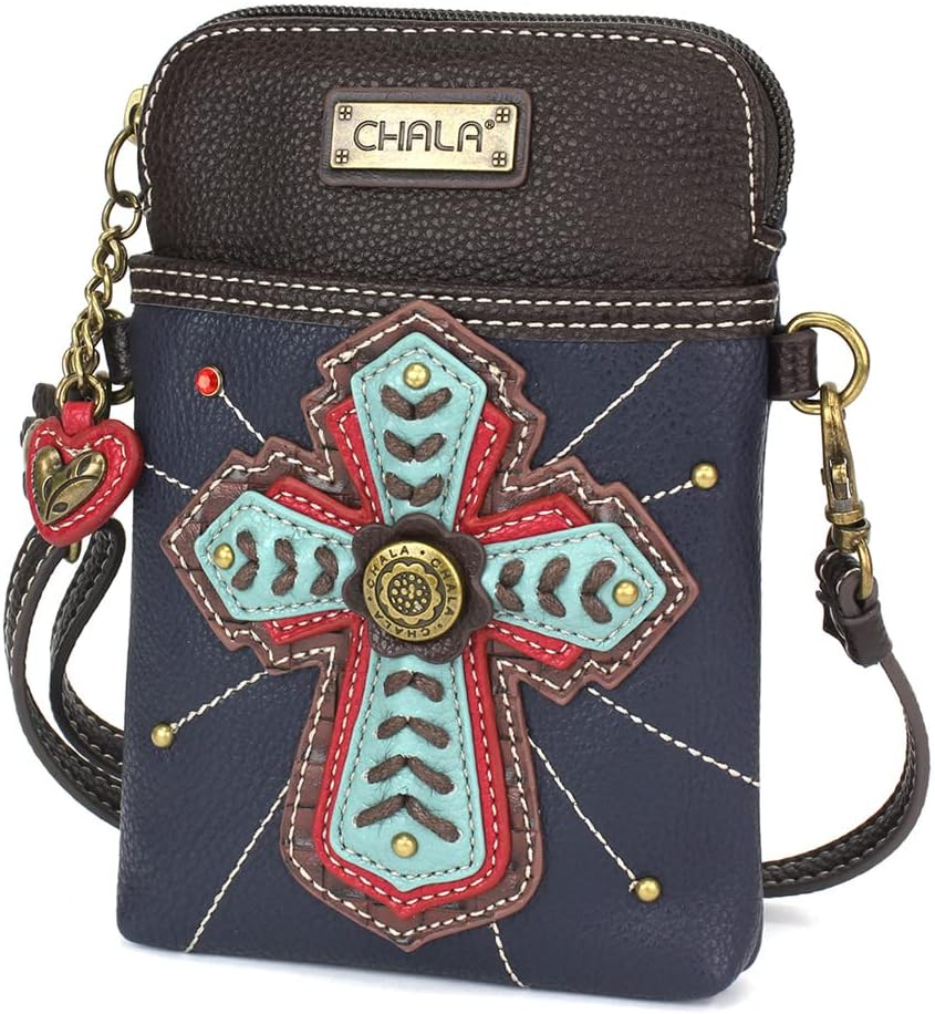 CHALA Cell Phone Crossbody Purse-Women PU Leather/Canvas Multicolor Handbag with Adjustable Strap - Image 4