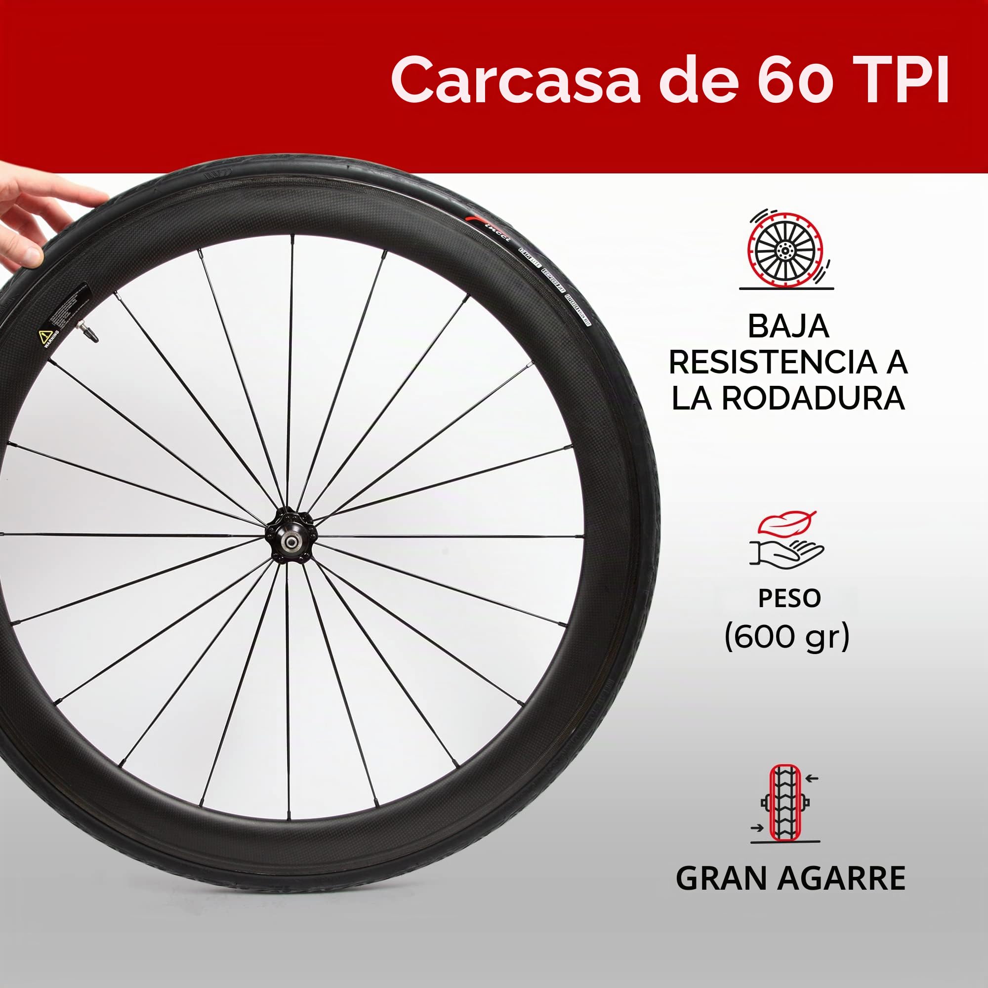 Fincci Cubiertas Carretera 700x25 - Neumáticos Bicicleta Carretera 25-622, 60 TPI, Gomas con 3 mm Antipinchazos para Electro Ciclo Bici, Carrera Turismo Bici