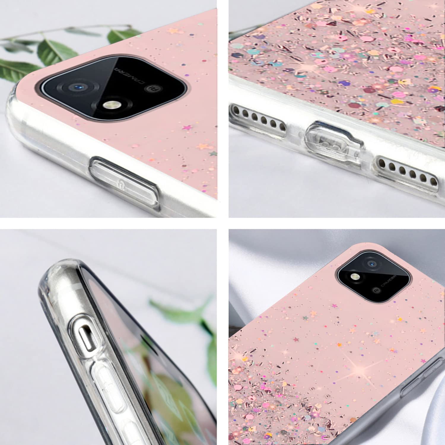 Betterfon Custodia A Portafoglio Per Realme C11 (2021) – Fiori Oro Rosa, Chiusura Magnetica, Funzione Stand