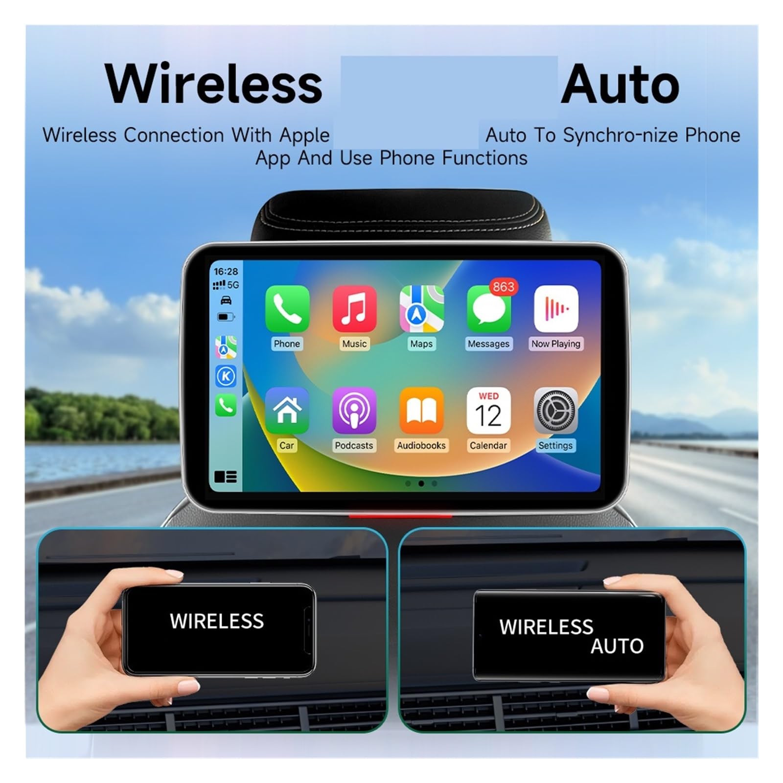 Lecteur VidéO Pour Appuie-TêTe 2 Pièces Mise À Niveau Du Moniteur D'appui-tête De Voiture IPS TV Display Sans Fil Auto For Lecteur Vidéo D'écran De Siège Arrière De Voiture(2pcs Full Fit Screen)