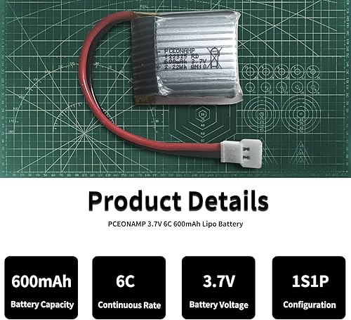 Miniatura 7 de Batería de 3.7 V 600 mAh 25C con enchufe Molex, 5 piezas Lipo batería apta para control remoto Shark y RC Boat con cargador 5 en 1