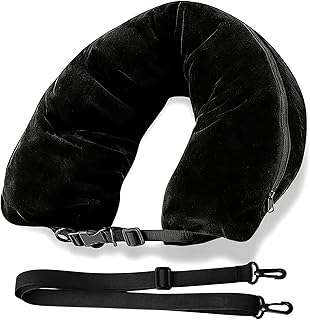 Xueniu Washable Stuffable Neck Pillow for Travel with Adjustable Straps Soft Neck Pillow Fillable Go Travel Cover with Clothes for Extra Luggage Travel Essentials for Train Airplane and Car