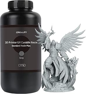 Creality 3D Printer Resin 1KG 405nm UV Curing Resin with High Precision Low Odor Quick Curing Standard Photopolymer Resin for LCD 3D Printers (Grey)