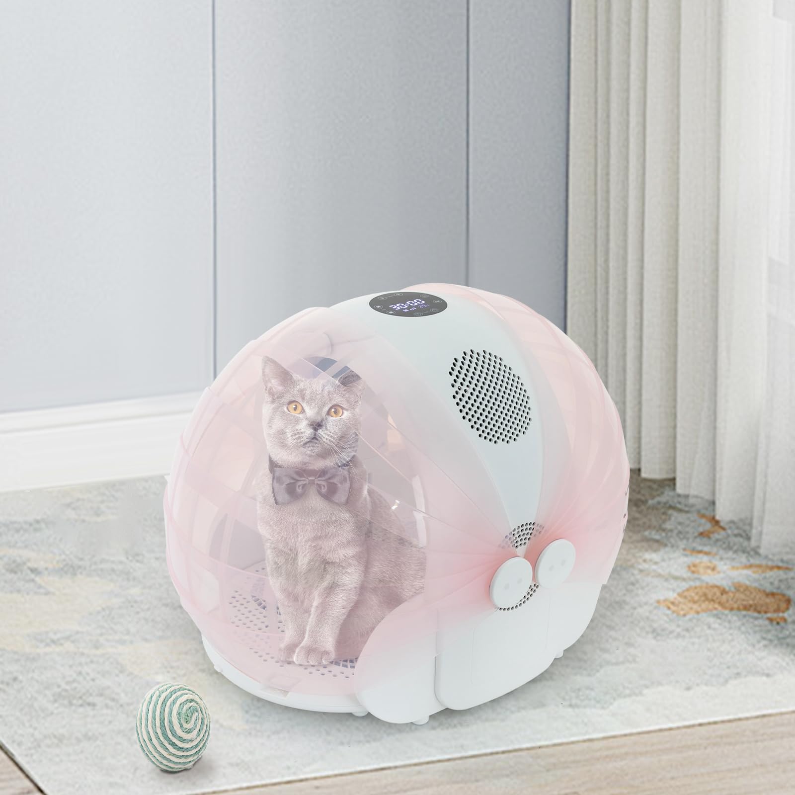 Secchiello automatico per animali domestici, portatile, pieghevole, 600 W, scatola di asciugatura elettrica a 360°, temperatura regolabile, per animali domestici, gatti e cani